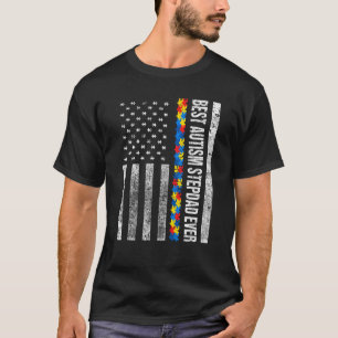 Camiseta Bandera Americana Mejor Padrastro de Autismo Siemp