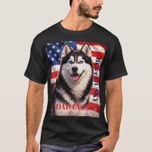 Camiseta Bandera Americana Mejor Papá del Mundo Husky Perro