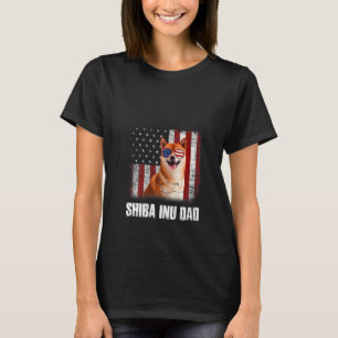 Camiseta Bandera Americana Mejor Shiba Inu Papá Nunca Tee D