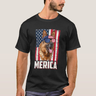 Camiseta Bandera Americana Merica Pastor Alemán 4 De Julio