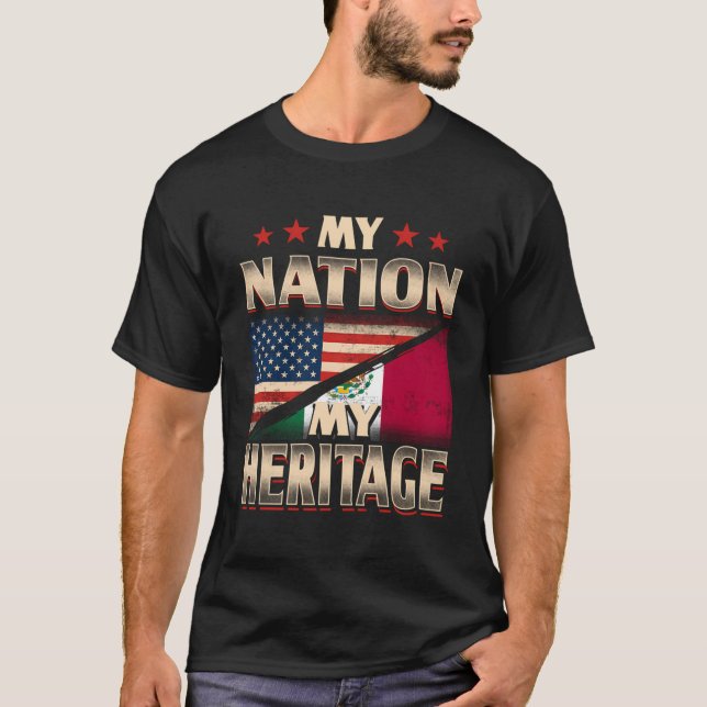 Camiseta Bandera Americana Mexicana México Estados Unidos R (Anverso)