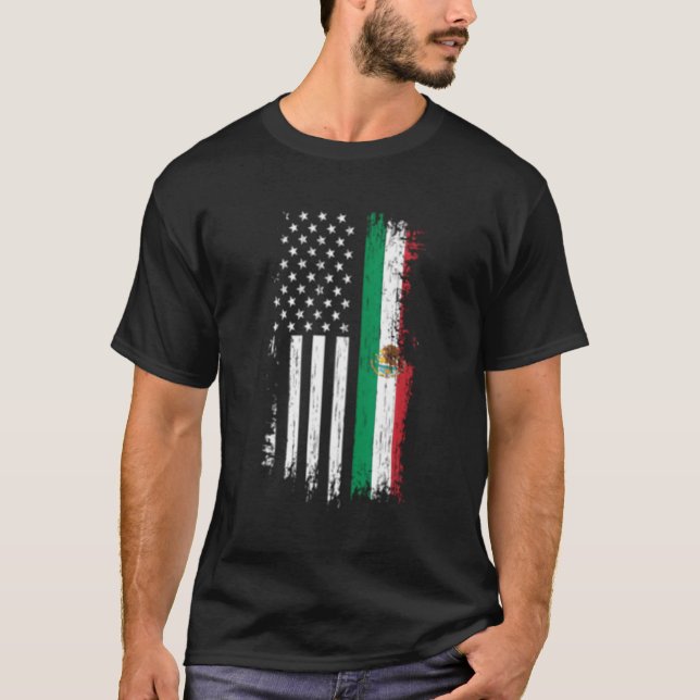 Camiseta Bandera Americana Mexicana Orgullo México (Anverso)