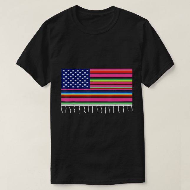 Camiseta Bandera Americana Mexicana Serape Cinco De Mayo Pa (Diseño del anverso)