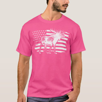 Camiseta Bandera Americana Moose Vintage Patriótico Nature 
