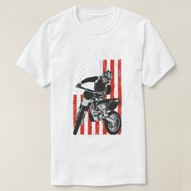 Camiseta Bandera Americana Motocross Braap MERICA Dirt Bike (Diseño del anverso)