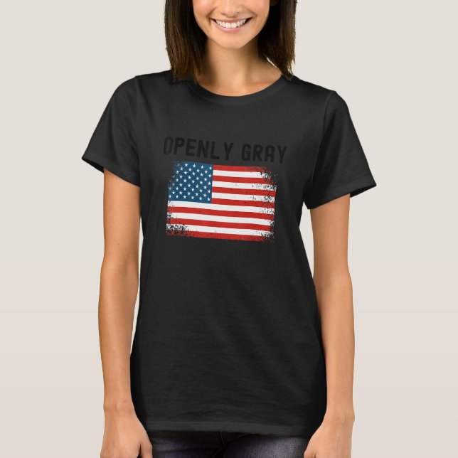 Camiseta Bandera americana natural sarcástica del pelo gris (Anverso)