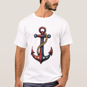 Camiseta Bandera Americana Náutica Ancla Patriótica Vintage
