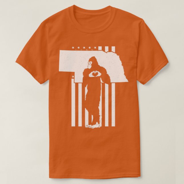 Camiseta Bandera Americana Nebraska Bigfoot1 (Diseño del anverso)