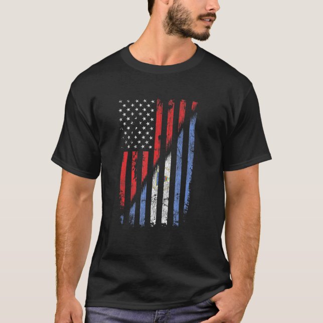 Camiseta Bandera Americana Nicaragüense Estilo Retro Estado (Anverso)