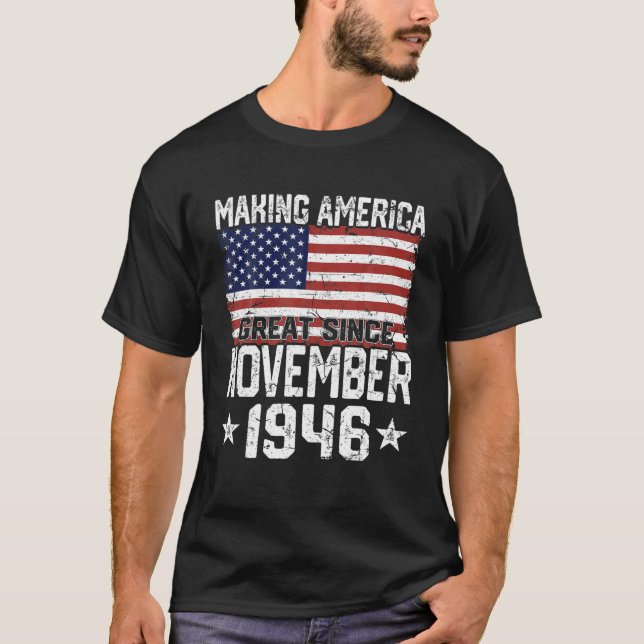 Camiseta Bandera Americana Noviembre De 1946 75º Regalos De (Anverso)