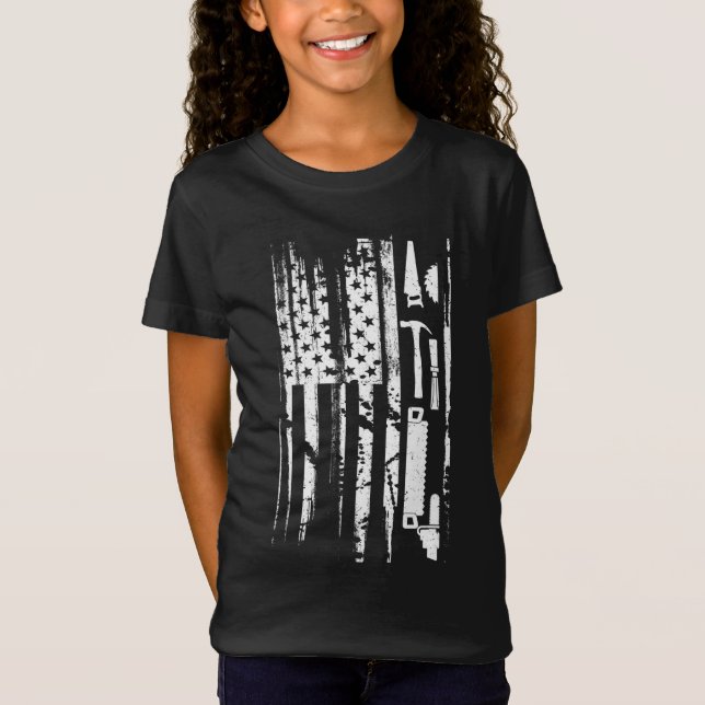 Camiseta Bandera Americana Obra de madera de regalo Carpint (Anverso)