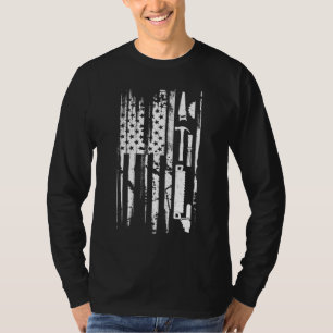 Camiseta Bandera Americana Obra de madera de regalo Carpint