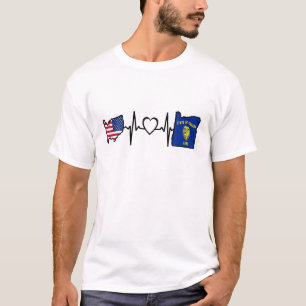 Camiseta Bandera Americana Oregon - USA Oregon Heartbeat