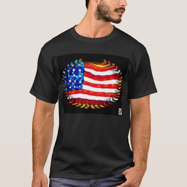 Camiseta bandera americana oval (Anverso)