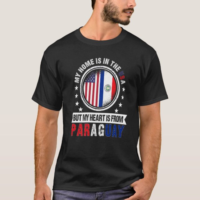 Camiseta Bandera Americana Paraguaya Corazón Paraguay Ameri (Anverso)