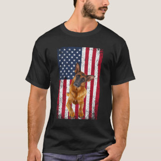 Camiseta Bandera Americana Pastor Alemán Lover Gracioso 4 D