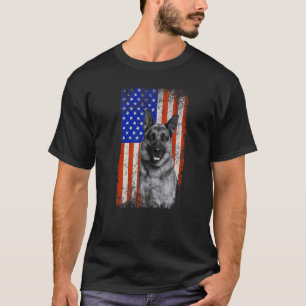 Camiseta Bandera Americana Pastor Alemán Perro Papá Mamá Ca
