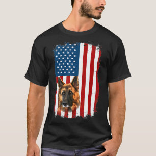 Camiseta Bandera Americana Pastora Alemana Estadounidense P