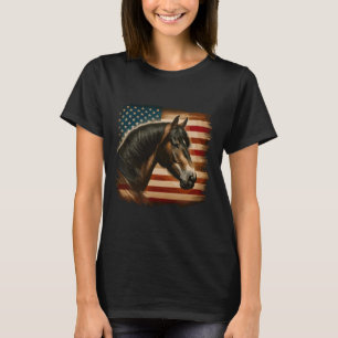 Camiseta Bandera Americana Patriótica Caballo de Caballo Mo