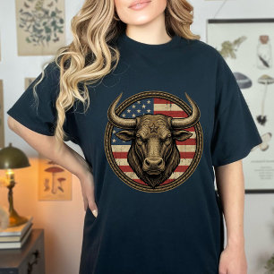 Camiseta Bandera Americana Patriótica de Vaquero a la Moda