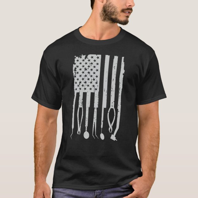 Camiseta Bandera americana patriótica del higienista dental (Anverso)