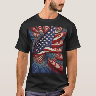 Camiseta Bandera Americana Patriótica Fractal