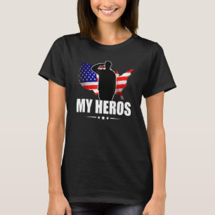 Camiseta Bandera Americana Patriótica Gracias a Mis Héroes 