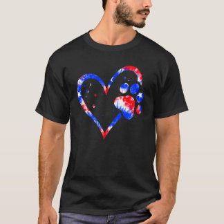 Camiseta Bandera Americana Patriótica Perro & Gato Huella d
