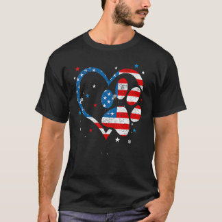 Camiseta Bandera Americana Patriótica Perro & Huella de Pat
