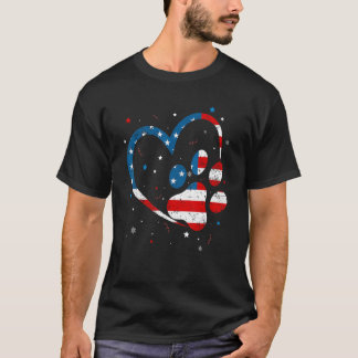 Camiseta Bandera Americana Patriótica Perro & Huella de Pat