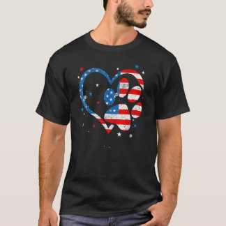 Camiseta Bandera Americana Patriótica Perro & Huella de Pat