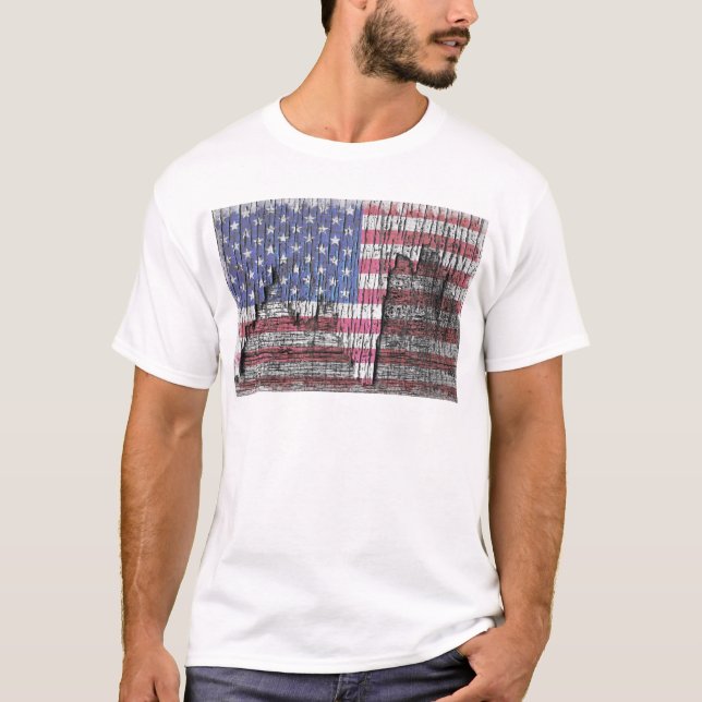 Camiseta Bandera americana patriótica pintada peladura del (Anverso)