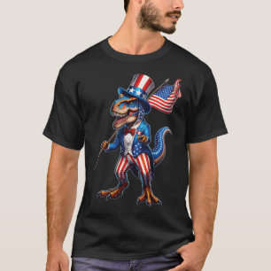 Camiseta Bandera Americana Patriótica T-rex 4 De Julio EEUU