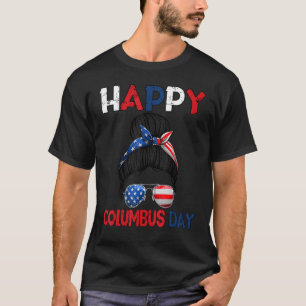 Camiseta Bandera Americana Pelo Desordenado Columbus Day Ho