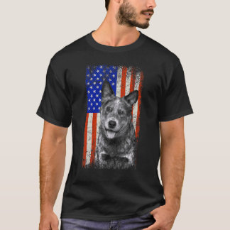 Camiseta Bandera Americana Perro Ganadero Australiano Papá 