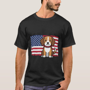 Camiseta Bandera Americana Perro Patriótico Vector