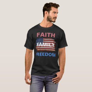 CAMISETA BANDERA AMERICANA PERSONALIZADA FE FAMILIA LIBERTA