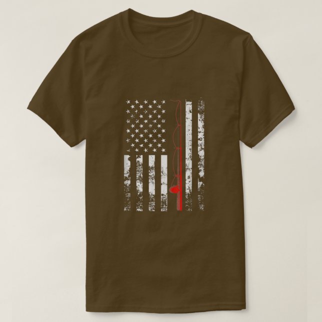 Camiseta Bandera Americana Pesca Rod EEUU Regalo Patriótico (Diseño del anverso)