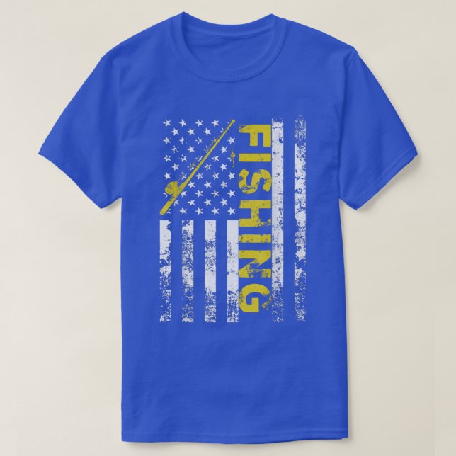 Camiseta Bandera Americana Pesca Rod Estados Unidos Patriót (Diseño del anverso)
