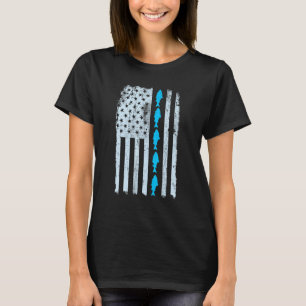 Camiseta Bandera Americana Pesca Vintage Pez Pescador Patri