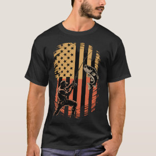 Camiseta Bandera Americana Pescado Pescador Pescador Lubina