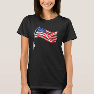 Camiseta Bandera Americana Pescador Rod 4 De Julio Fenómeno