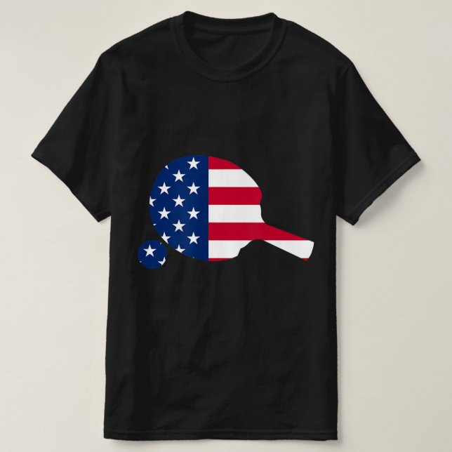 Camiseta Bandera Americana Ping Pong Table Tennis Player Eq (Diseño del anverso)