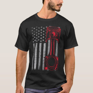 Camiseta Bandera americana Piston Funny Músculo Mecánico de
