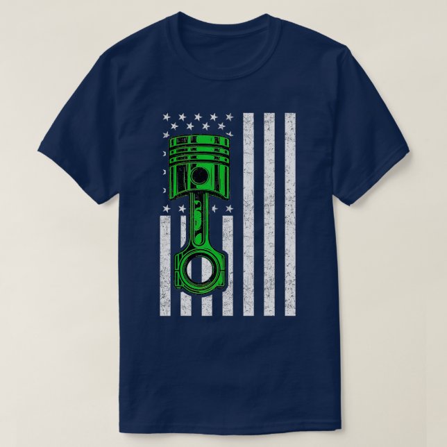 Camiseta Bandera americana Piston Muscar Auto Patriótico Vi (Diseño del anverso)