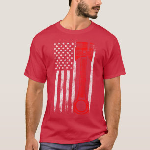 Camiseta Bandera Americana Pistón Muscle Car Mecánico Cargu