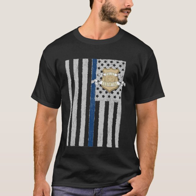 Camiseta Bandera Americana Policía Esencial Pat (Anverso)