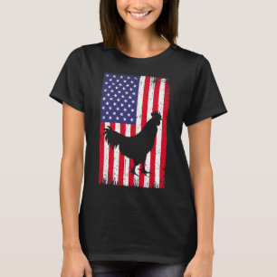 Camiseta Bandera Americana Pollo Gallo Granja Animal Rancho