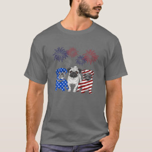Camiseta Bandera Americana Pug 4 De Julio Bandera De Estado