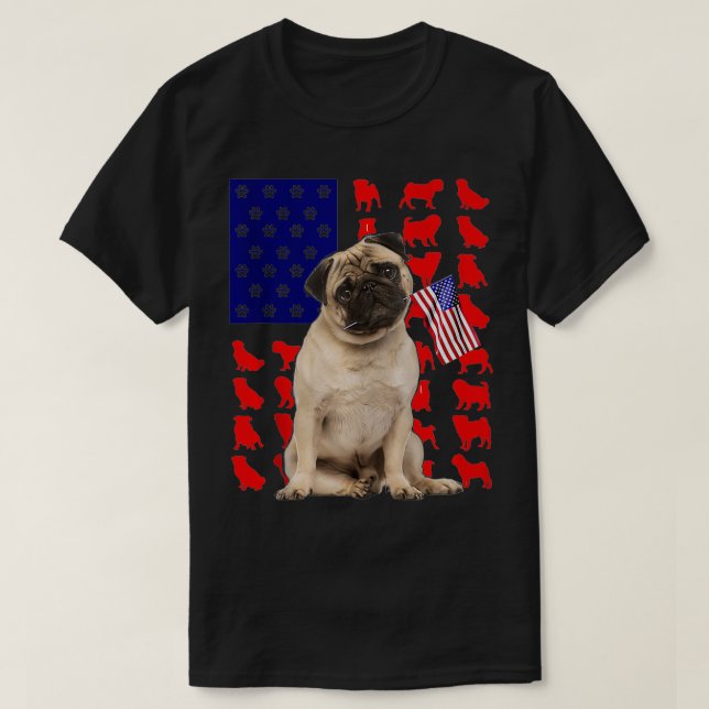 Camiseta Bandera Americana Pug 4 De Julio Perro Lover USA P (Diseño del anverso)